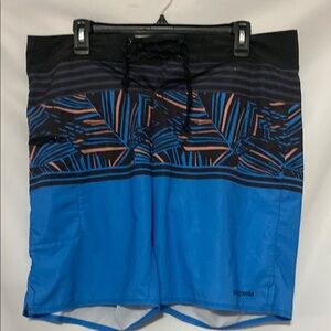 Patagonia  MENS SIZE 34 ( READ BELOW ALTERED) Blue  Geo design Board Shorts